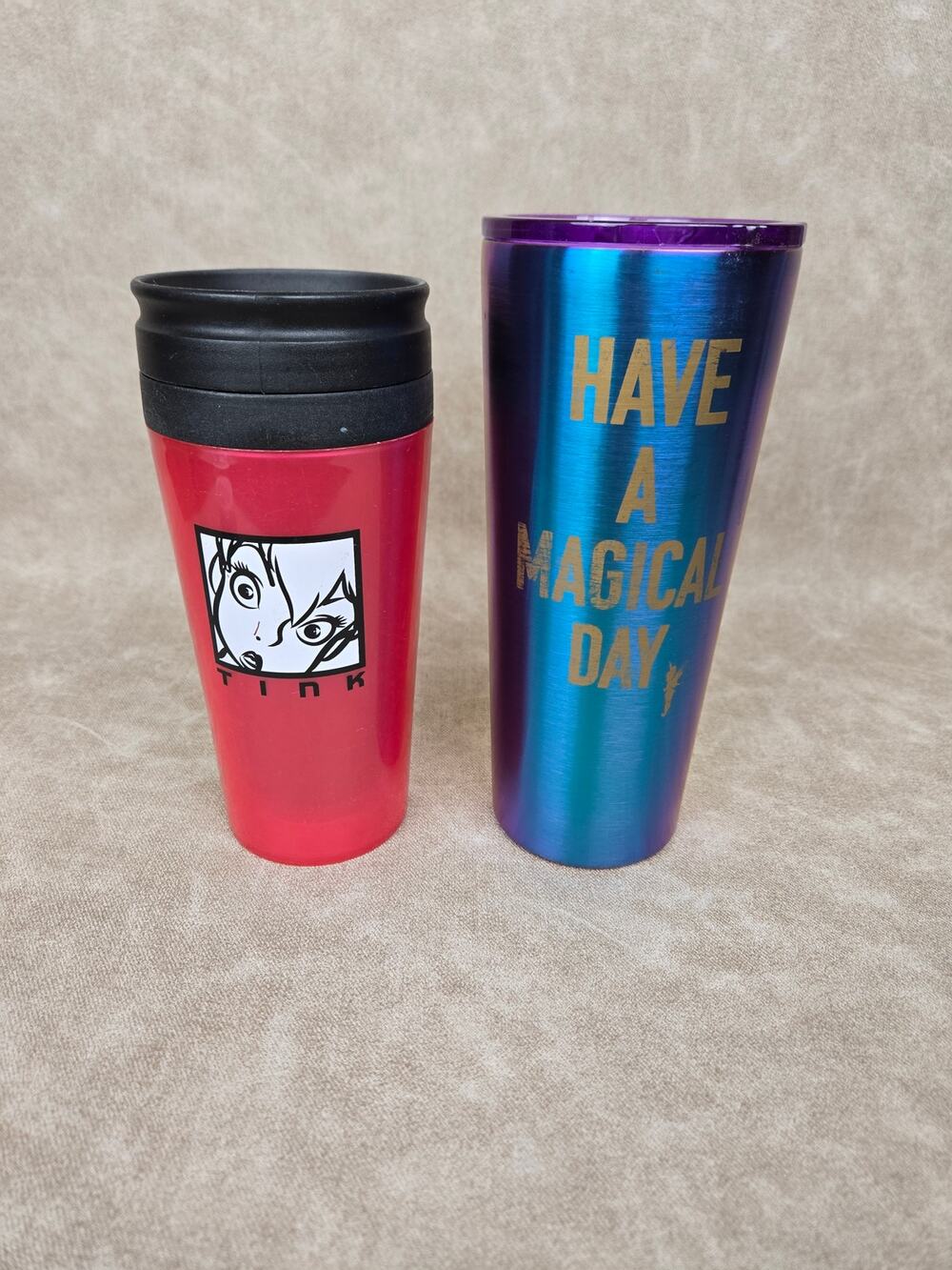 Tinkerbell Coffee Cup Tumblers lot of 2